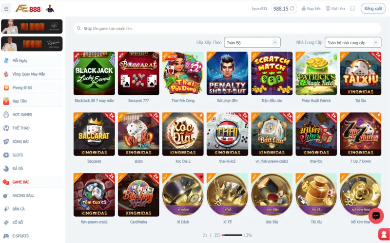 355 tựa game từ hơn 15 nhà cung cấp