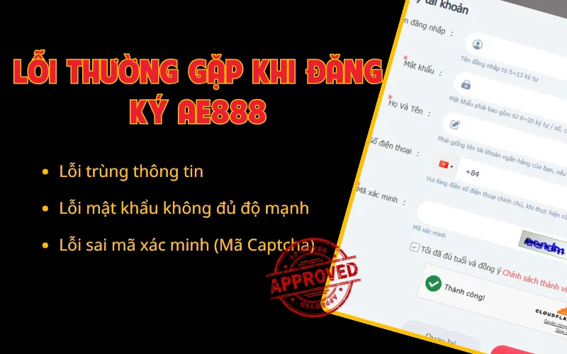 Lỗi thường gặp khi đăng ký AE888