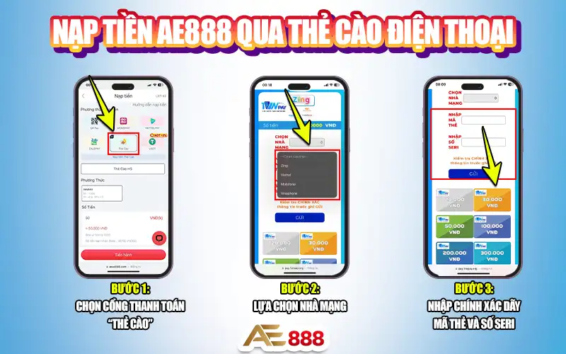 Nạp tiền AE888 qua Thẻ cào điện thoại